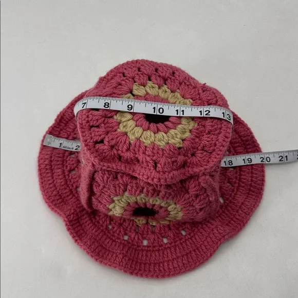 Vintage 70s Boho Hippie Mod Groovy Handmade Crochet Granny Square Bucket Hat - Picture 9 of 11